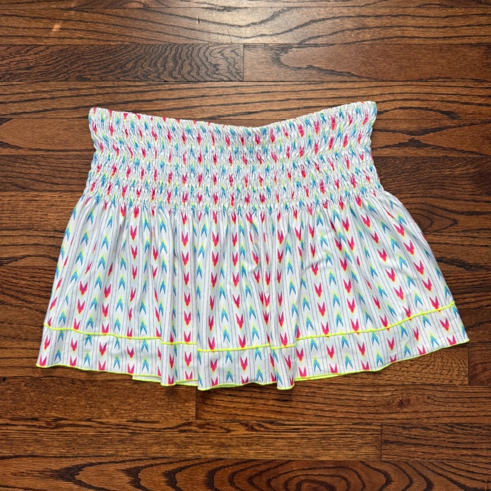 Lucky in Love Womens Smocked‎ Athletic Tennis Skort Chevron Size L Pickleball